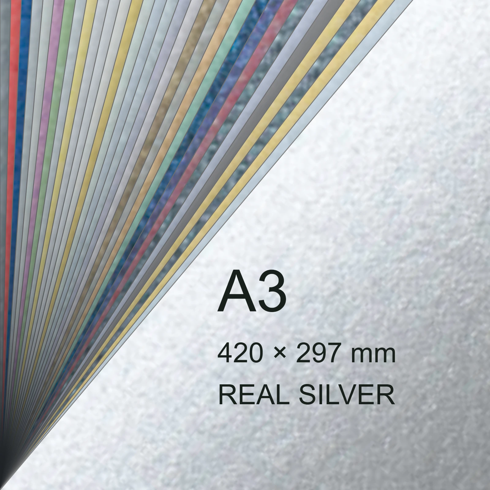 Cartoncino Favini, Majestic Luxus, 290 g/m², A3, REAL SILVER bra606a3 - immagine aggiuntiva